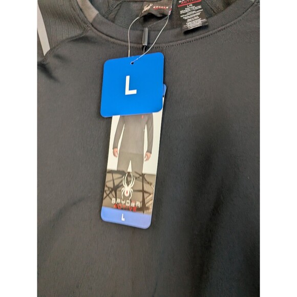 Spyder Active Web Black Mens Long Sleeve Shirt Large Workout Athletic Reflective - Picture 8 of 12